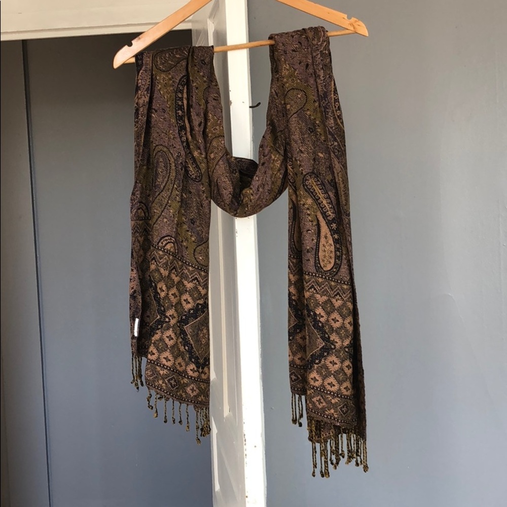 Purple and gold pashmina scarf